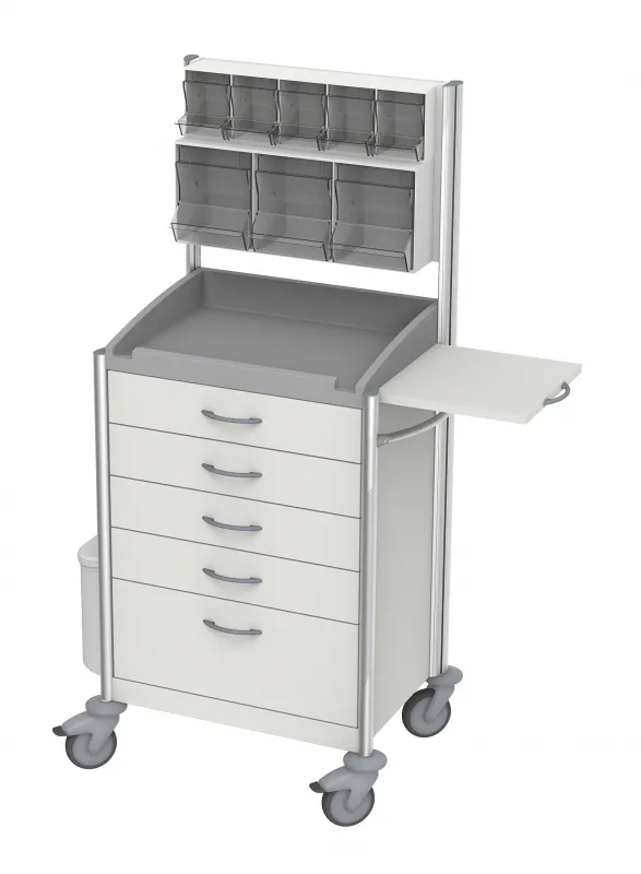 HAEBERLE GmbH + Co. KG Haeberle Keo ISO-Verband-und Behandlungswagen 8, fahrbar, 5 Schubladen, mit Spritzen-und Kanülenspender 17611