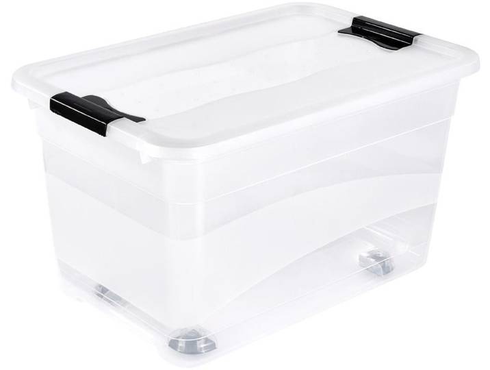 Organizer KEEEPER konrad , transparent, B:39,5cm H:35cm T:59,5cm, Kunststoff, Aufbewahrungsboxen, Organizer, Aufbewahrungsbox, 52 L, mit Rollen, Deckel, Schiebeverschluss