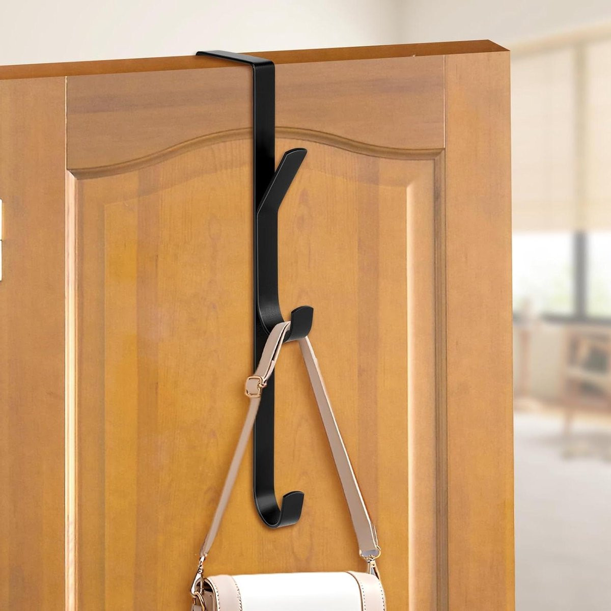 Zwarte deurkapstok met 3 haken voor in de gang, slaapkamer, badkamer of keuken