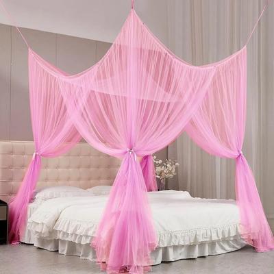 Uplift Picks Floor To Ceiling Quadrangle Mosquito Net With Double Opening Bed Protection pink