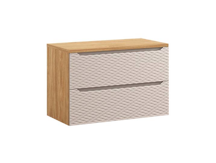 Meuble sous-vasque 90cm plan de toilette Elora Beige et bois