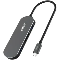 Emtec T650C (USB-C, 6 Ports), Dockingstation + USB Hub, Schwarz