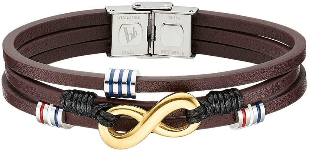 Lederarmband BRUNO BANANI "Schmuck", bunt (edelstahlfarben, gelbgoldfarben, braun, rot, blau, weiß), Armbänder, Damen, 21cm, Edelstahl Leder, Edelstahl, Leder, Lederarmband edelstahlfarben, gelbgoldfarben, braun, rot, blau, weiß 21cm, Edelstahl Leder