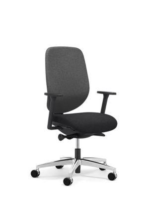 Giroflex Bürostuhl 353, mit Armlehnen, Auto-Synchronmechanik, Muldensitz, 3D-Netz-Rückenlehne, schwarz/alusilber