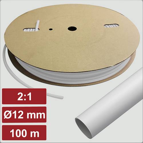 Electronic Garage EG25CA028 Schrumpfschlauch ohne Kleber Weiß 12mm 6mm Schrumpfrate:2:1 100m