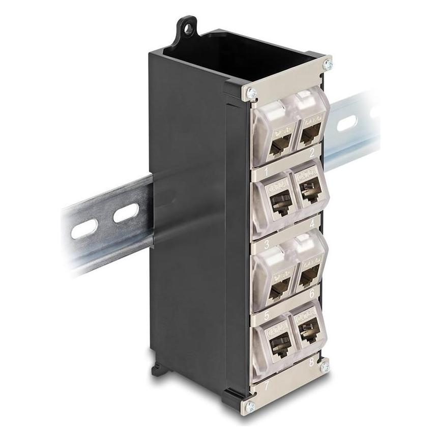 Delock Keystone Halterung 8 Port neigbar für Hutschiene oder (67039)