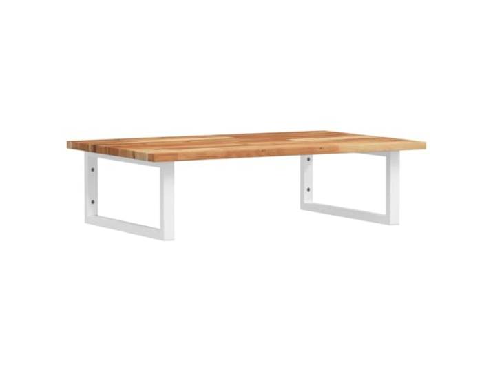 WEMYUFURN Waschbeckenregal Wandmontage Stahl und Akazienholz Schweberegal, Stahlhalterungen, massive Akazienholzplatte, rechteckige Halterungen, Handtuchaufhängung, einfache Wandmontage