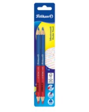 Pelikan Weich Blau Rot 2 Stücke Buntstifte Rot+Blau dick dreieckig 2/B 2 Stück auf Blisterkarte FSC (811118)