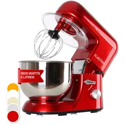 Bella Küchenmaschine 1800 W / 2,7 PS 5 Ltr Edelstahl BPA-frei Rot