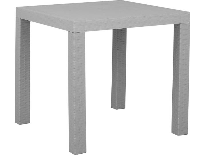 BELIANI Gartentisch hellgrau Rattanoptik quadratisch 80 x 80 cm Outdoor