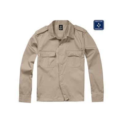 Langarmhemd BRANDIT "Brandit Herren US Shirt", Herren, Gr. S, US-Größen, beige, 80% Polyester, 20% Baumwolle, unifarben, normal, Hemden