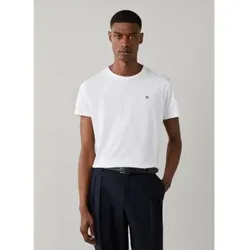 Hackett London für Herren. HM5000146 Weißes T-Shirt mit Logo (XXL), Lässig, Baumwolle, Kurzarm
