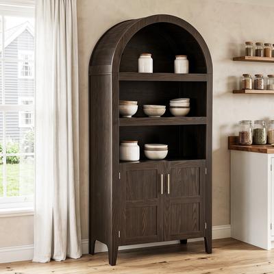 Uixe "65.5""H Adjustable Shelves Bookshelves with Cabinets and Open Storage"