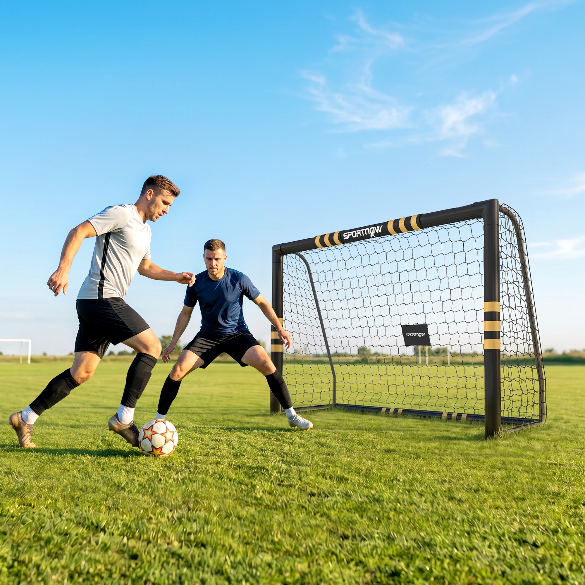 Sportnow Porta da calcio portatile imbottita, 240x160 cm, giallo   Aosom Italy