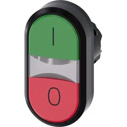 Siemens 3SU1001-3AB42-0AK0 Doppeldruck- taster beleuchtet 22mm rund Ku. grün:I rot:O