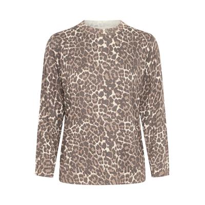 Strickpullover PULZ JEANS "Damen Strickpullover PZSARA", Damen, Gr. XS, braun (braun animal printed), Obermaterial: 80% Viskose LENZING ECOVERO CV LenzEcov. 20% Polyester PES., Pullover Strickpullover