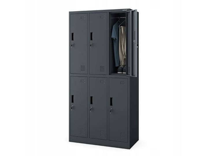 Armoire vestiaire sécurisée 6 casiers anthracite IGOR 1850mm x 900mm x 450mm