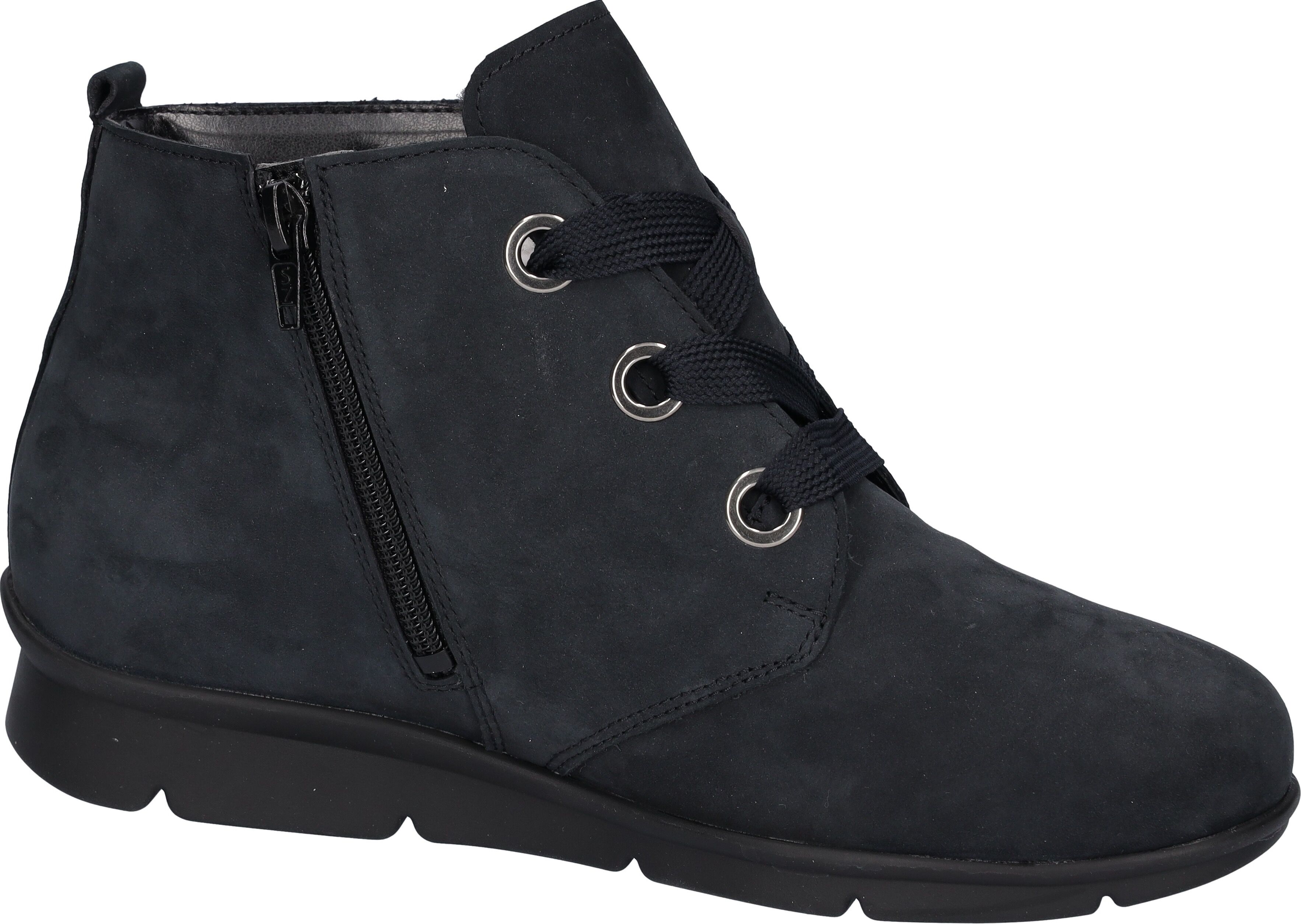 Schnürboots WALDLÄUFER "K-INGA", Damen, Gr. 9 (43), wärmend, blau (nachtblau), Nubukleder, unifarben, Schuhe Schnürboots, Stiefelette, Bequemschuh in Komfortweite K = extraweit nachtblau 9 (43), wärmend