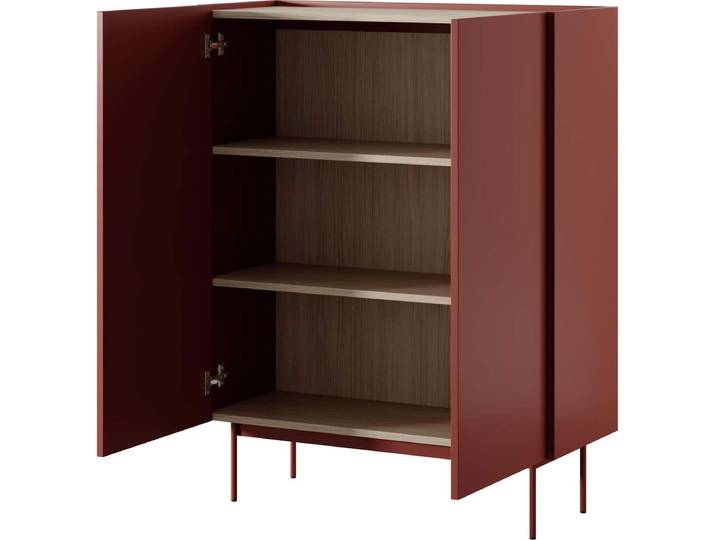 FURNLUX Sideboard Color Red 97cm / Hauptfarbe: Rot / Abmessungen: 97 x 37 x 122 cm