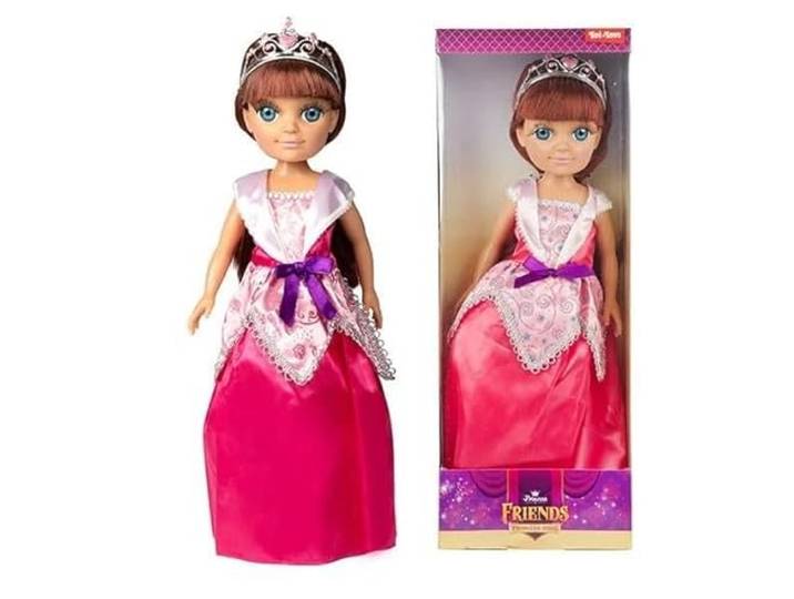 Toi-Toys prinsessenpop Princess Friends met roze jurk en kroon 38cm