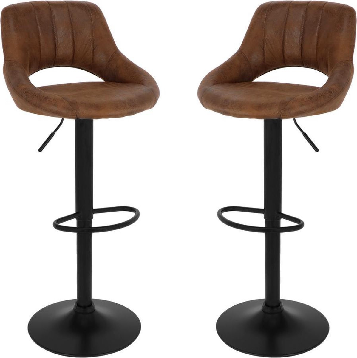 Alora 4 You Barkrukken set van 2 Industrial Donkerbruin met rugleuning