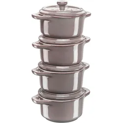 4 Staub Keramik-Cocottes - grau