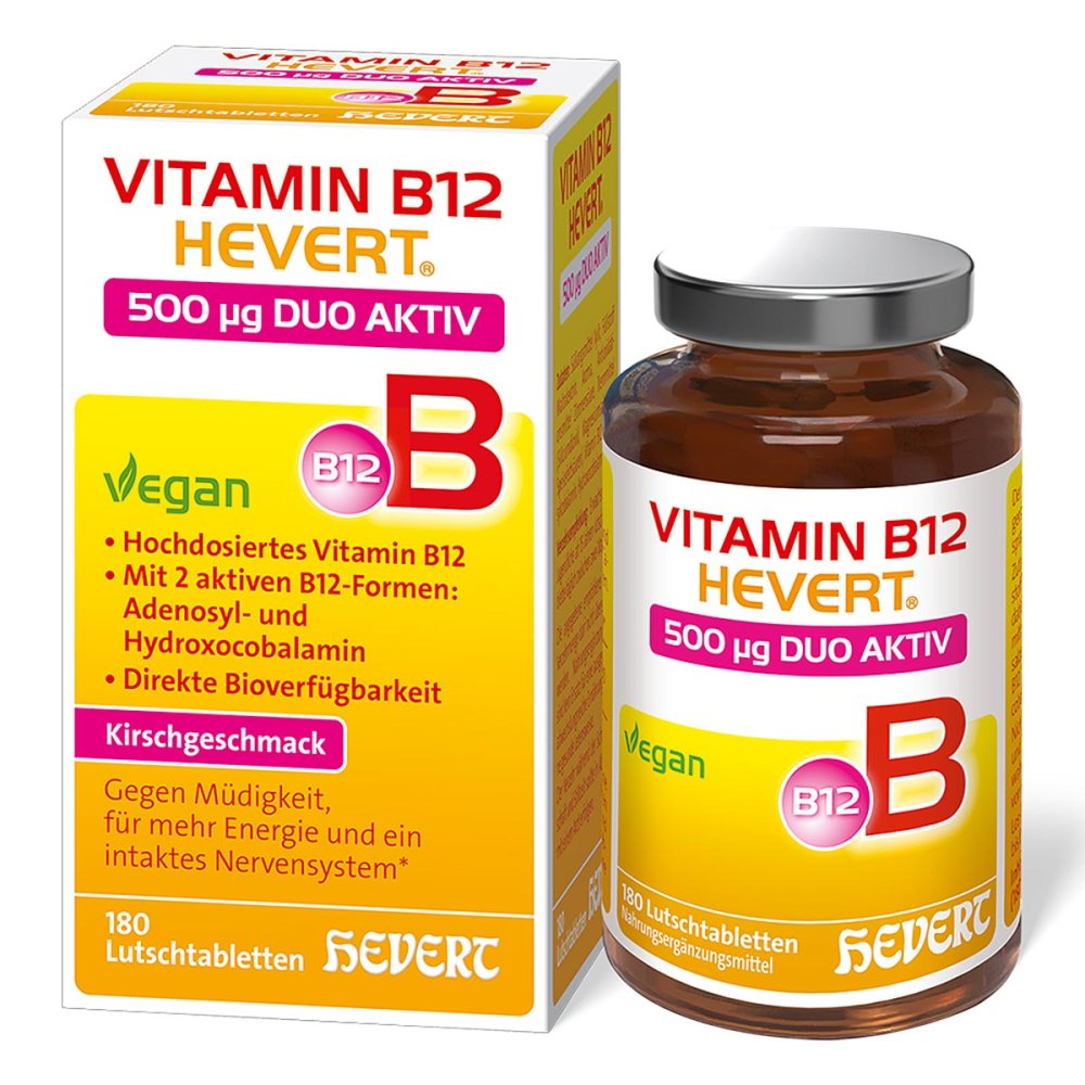 Hevert-Arzneimittel GmbH & Co. KG Vitamin B12 Hevert 500 mg Duo Aktiv Lutschtabletten 19636947