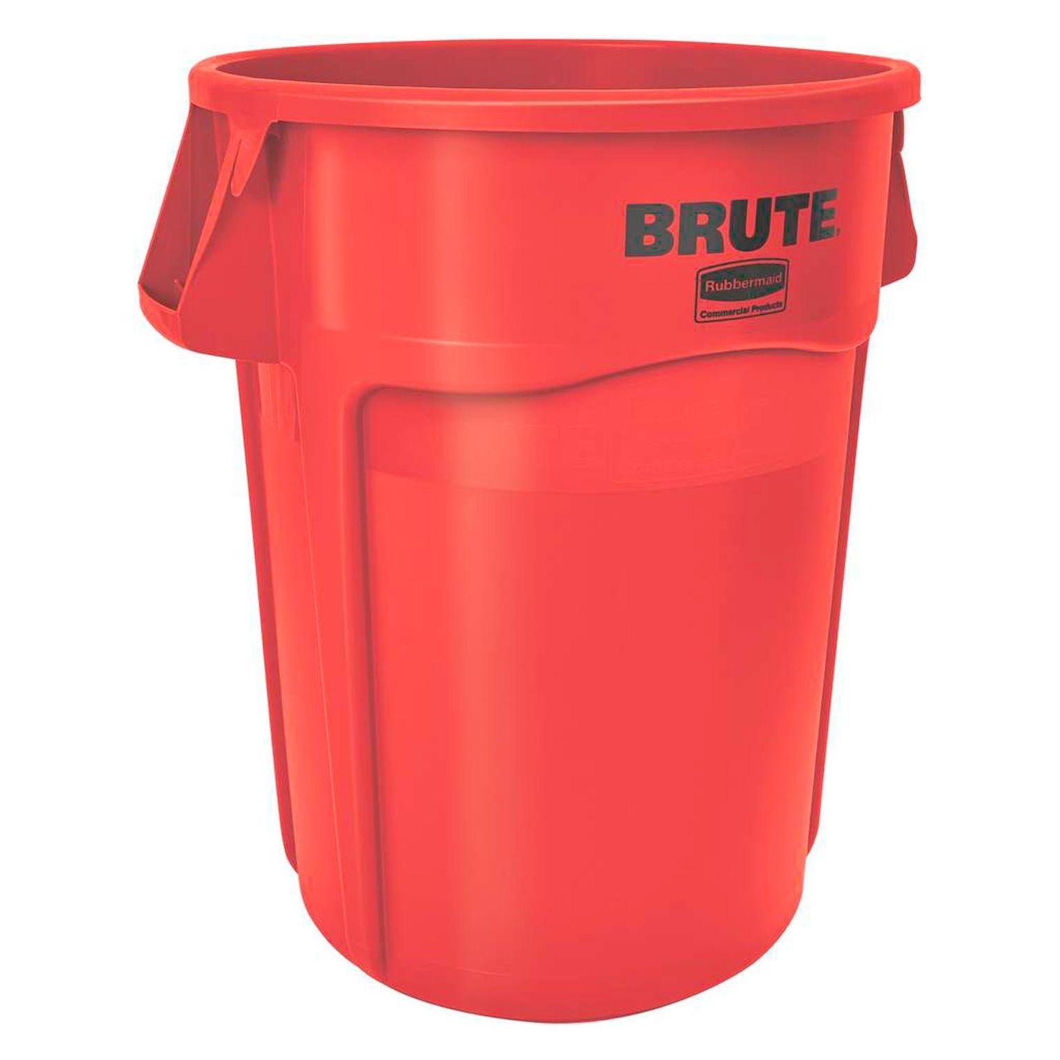 Rubbermaid Mülltonne Brute Utility rund 166,5 L Rot Mülleimer mit Luftschlitzen (166.50 l) (FG264360RED)