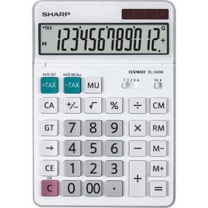 Sharp Taschenrechner EL 340W, Elsi Mate, 12-stelliges LC-Display, Solar- & Batteriebetrieb