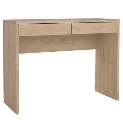 WellHome - Schreibtisch mit 2 Schubladen in der Farbe Eiche 101 x 40 x 77 cm - Júcar Oak