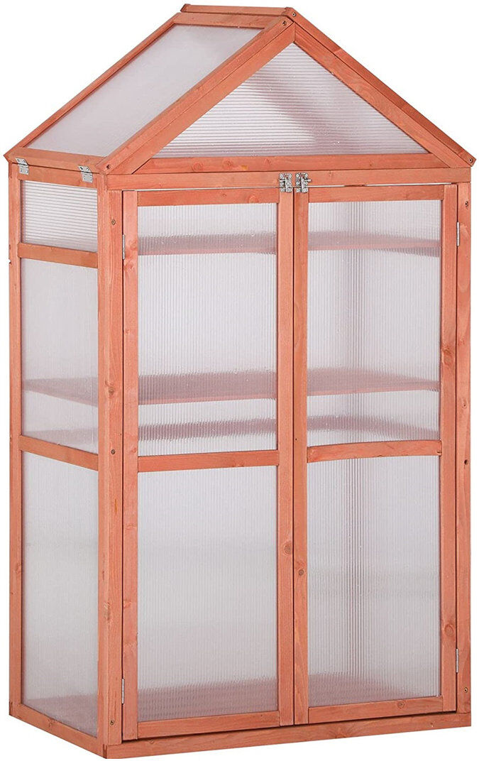 HOMCOM Outsunny Garden Cold Frame Polycarbonate Greenhouse 80 x 47 x 138cm Orange 138cm H X 80cm W X 46.5cm D