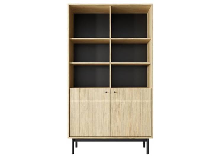 Lomadox Wohnimmer Esszimmer Regalschrank Vitrine Vitrinenschrank Schrank Standvitrine in Eiche 103,5 cm