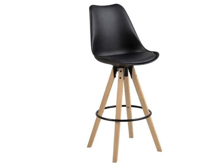2er Set Actona Dima Barhocker Rubberwood/Leder look