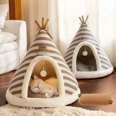 Uplift Essentials Self Warming Plush Cat Tent House With Removable Cushion s
