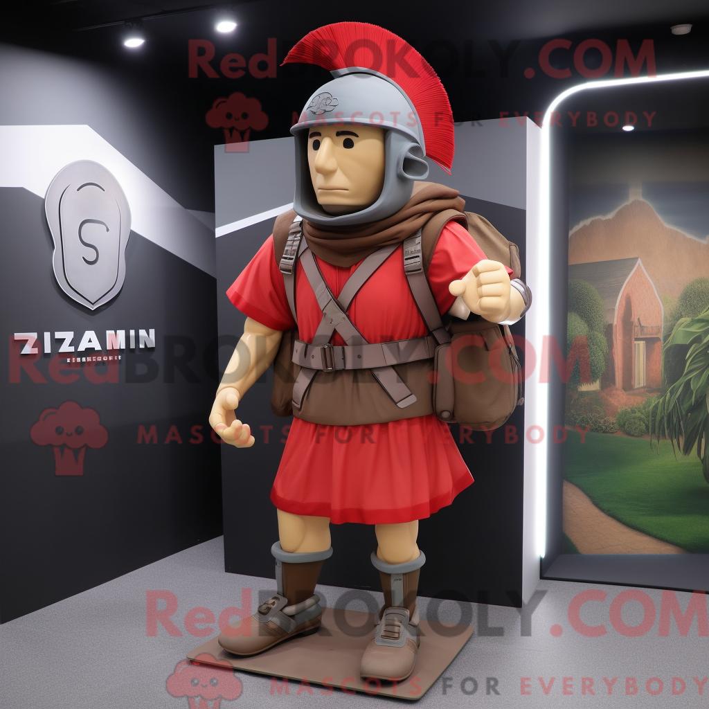 Maskottchen REDBROKOLY eines spartanischen Soldaten mit Windjacke und Aktentasche