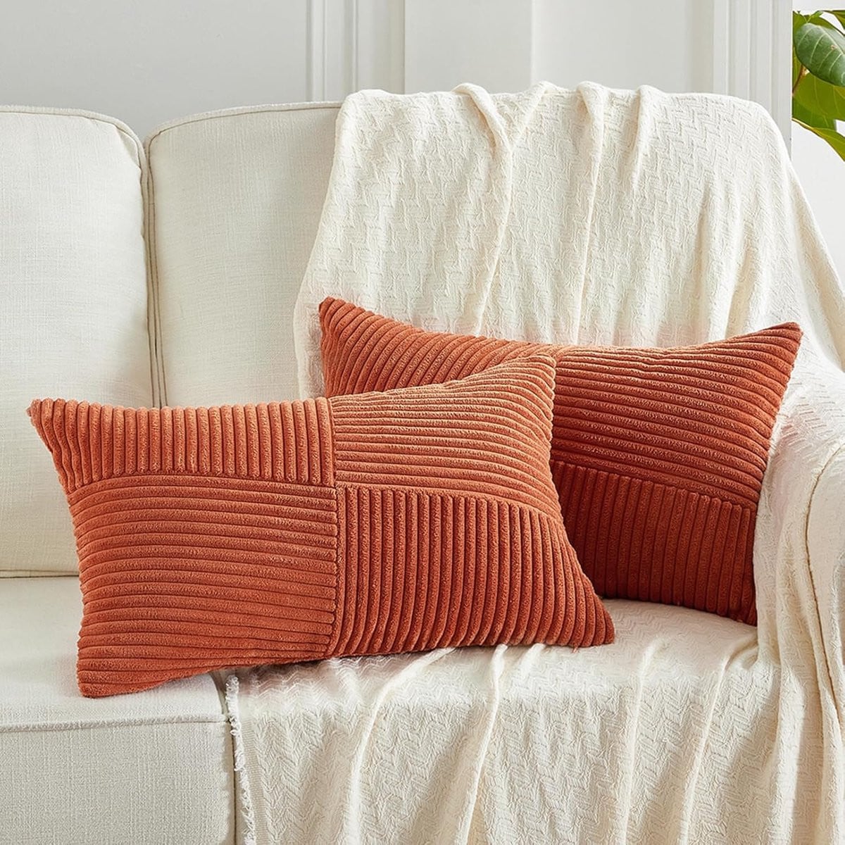 Set van 2 decoratieve kussenslopen Boho karamel - 30 x 50 cm