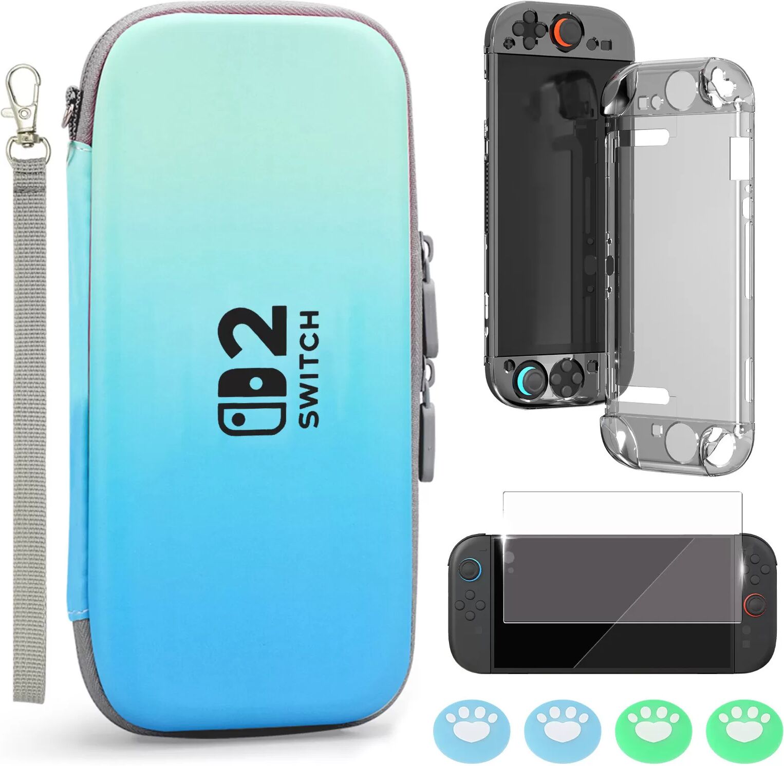 INF Ensemble de sacoche de transport pour Switch 2 Bleu foncé + vert