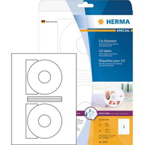 Herma 5079 Special CD-Etiketten weiß 116, 50 Stück