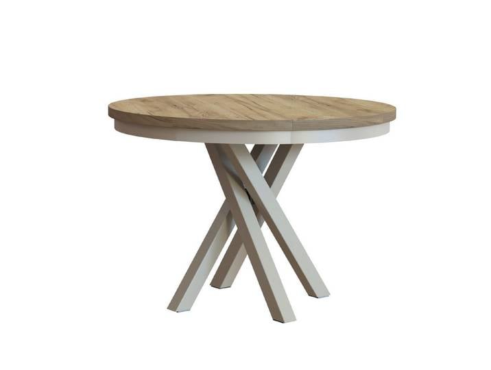 Design Möbel Wohnzimmertisch KRYSS – Runder ausziehbarer Esstisch im modernen Loft-Stil 100-160CM