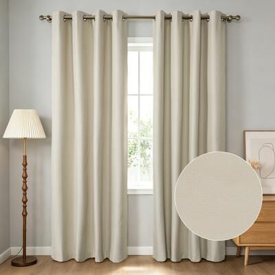 Awesome Home Textured Grid 100% Blackout Grommet Curtain Pair(2 Panels)