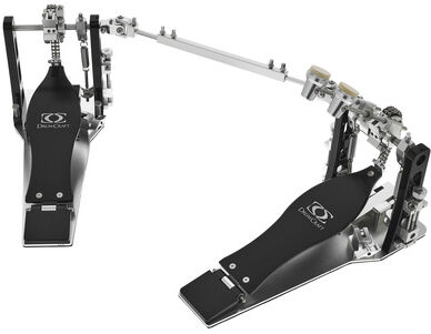 DrumCraft Nighthawk Max Double Pedal Silber eloxiert mit schwarzer Trittplatte