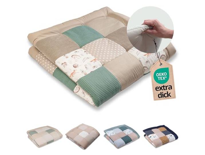 ULLENBOOM Krabbeldecke für Baby 140x140 cm - Dick und weich gepolstert