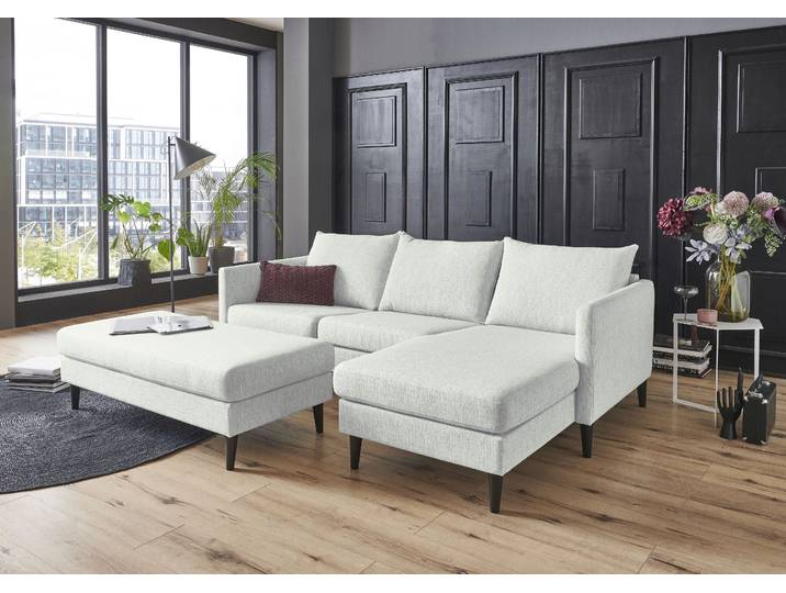 Ecksofa GOODPRODUCT Rekvik L-Form , grau (hellgrau), B:227cm H:79cm, Sofas, Ecksofa, mit Wellenunterfederung, Ottomane beidseitig montierbar