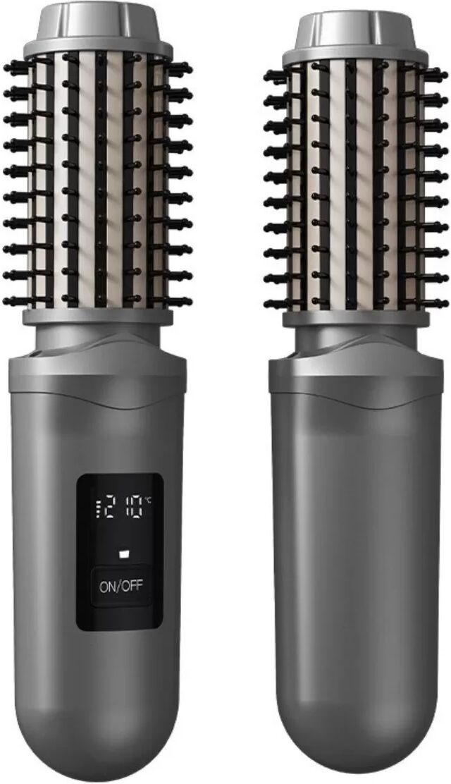 INF Kabellose Haarglättungsbürste: Ionisch, tragbar, 2-in-1 Lockenstab & Glätter Grau