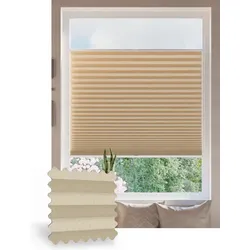 Plissee ohne Bohren nach Maß, Warmbeige 156040, 30 x 80 cm, Plissee individuell maßangefertigt
