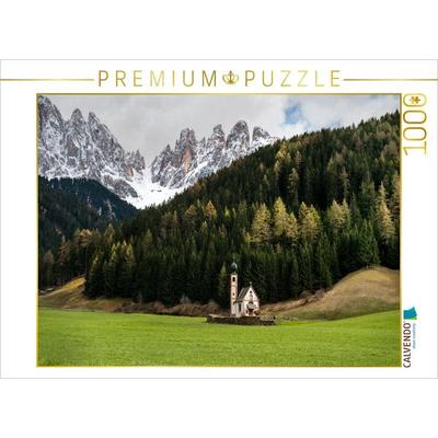 CALVENDO Puzzle San Giovanni in Ranui Kirche, Dolomiten | 1000 Teile Lege-Größe 64x48cm Foto-Puzzle für glückliche Stunden