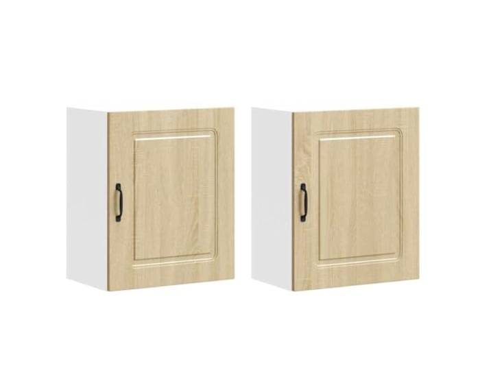 IBUQDDV Küchen-Hängeschränke 2 STK. Kalmar Sonoma-Eiche Holzwerkstoff Wandmontage, Wandbefestigung inklusive, Schrauben und Dübel nicht enthalten, feuchtes Tuch zur Reinigung