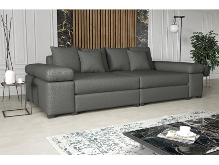 Fun Möbel Big Sofa Couchgarnitur Megasofa Riesensofa Arezzo in Stoff Now or Never (Dunkelgrau)