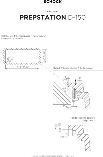 Schock Unterbauspüle Cristadur Prepstation D-150 U Green Line Twilight TWI Exzenterbedienung