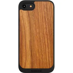 Nivocase Handyhülle für Apple iPhone 8 Hülle NIVOpure Case Schwarz Holz Holzoptik Lärche (Apple iPhone 8), Smartphone Hülle, Schwarz, Braun